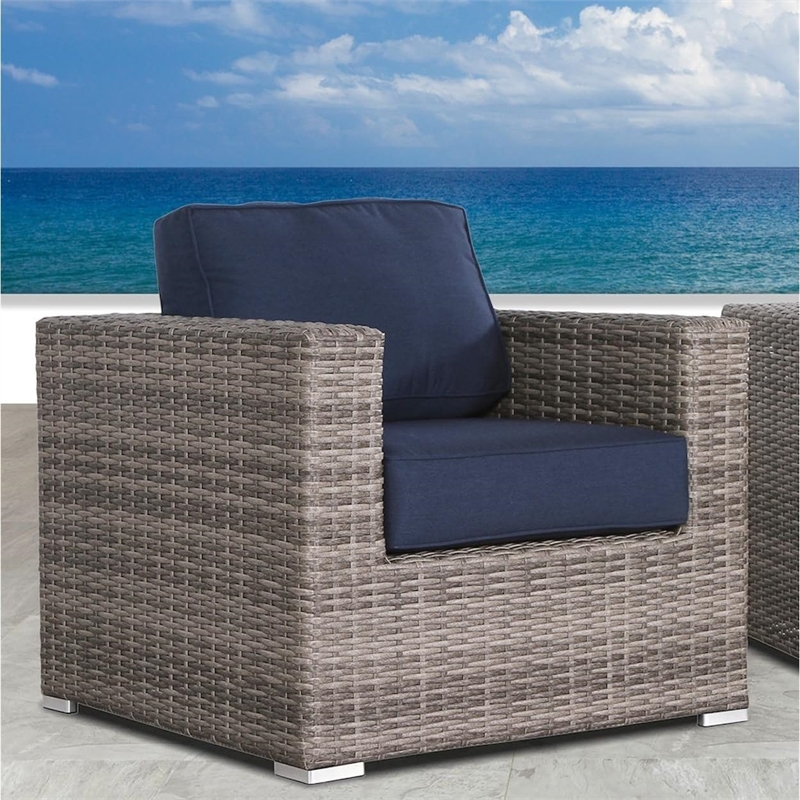 Living Source Intl 8-Person Wicker / Rattan Seating Group w/Cushions in Gray