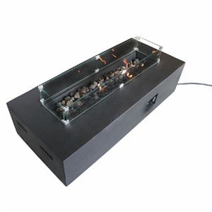 Living Source International 42&quotW Stone Outdoor Fire Pit Table in Charcoal