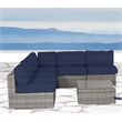 Living Source Intl 4-Person Wicker / Rattan Seating Group w/ Cushions in Gray