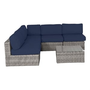 Living Source Intl 4-Person Wicker / Rattan Seating Group w/ Cushions in Gray