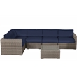 Living Source International 4-Person Wicker / Rattan Seating Group in Gray/Navy
