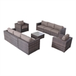 Living Source Internaltional Wicker / Rattan 9-PC Seating Group in Brown/Taupe