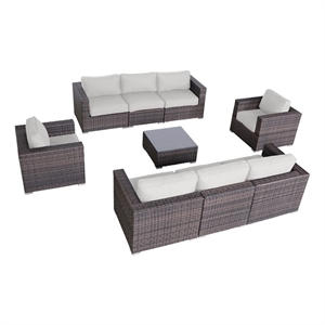 Living Source International Wicker / Rattan 8 Person Seating Group in Brown