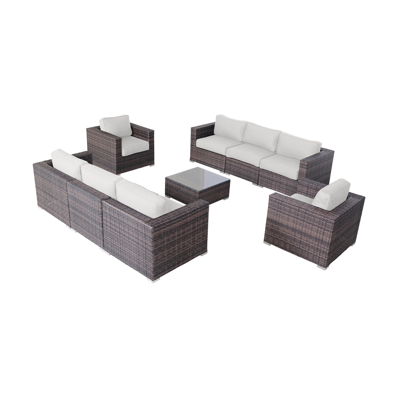 Living Source International Wicker / Rattan 8 Person Seating Group in Brown