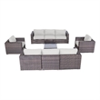 Living Source International Wicker / Rattan 8 Person Seating Group in Brown