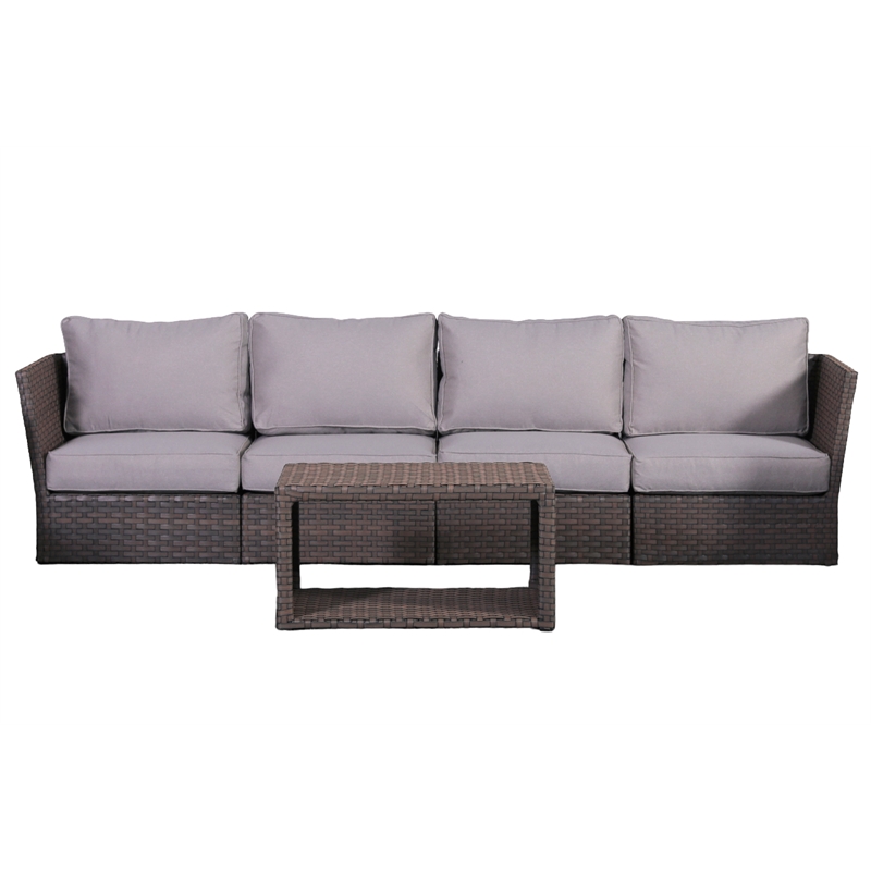 Living Source International Wicker / Rattan 6-Person Seating Group in Brown/Gray