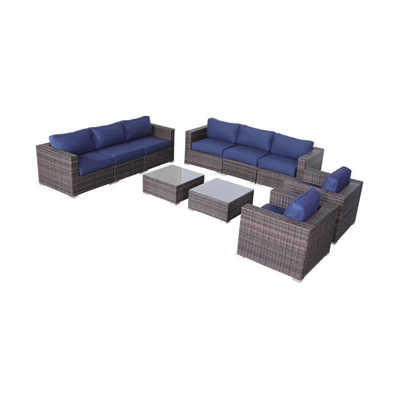 Living Source Itnl Wicker / Rattan 8 - Person Seating Group w/Cushions in Brown