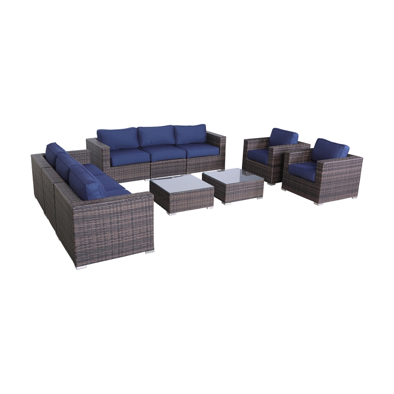 Living Source Itnl Wicker / Rattan 8 - Person Seating Group w/Cushions in Brown