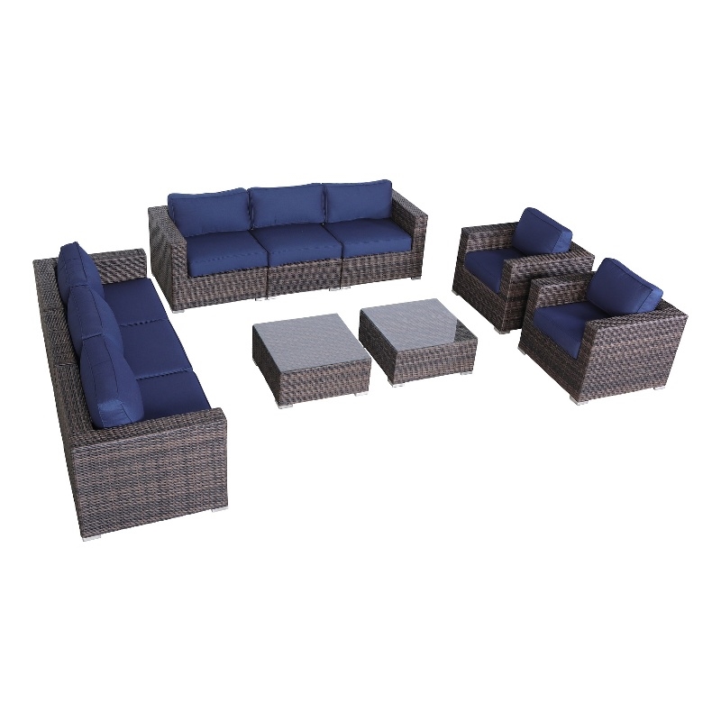 Living Source Itnl Wicker / Rattan 8 - Person Seating Group w/Cushions in Brown