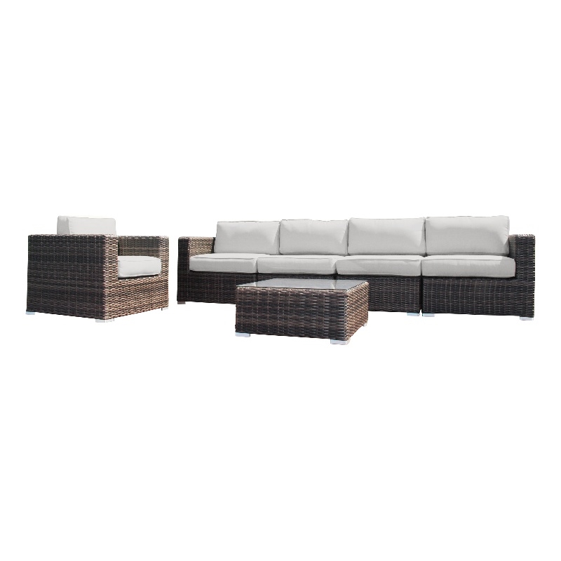Living Source Internaltional 5-Person Wicker / Rattan Seating Group in Brown