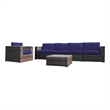 Living Source Internaltional Wicker / Rattan 6-PC Seating Group in Brown/Navy