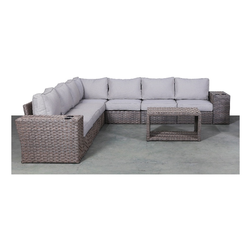 Living Source International Wicker / Rattan 6-Person Seating Group in Brown/Gray