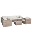 Living Source Intl Wicker / Rattan 6 - Person Seating Group w/ Cushions in Gray