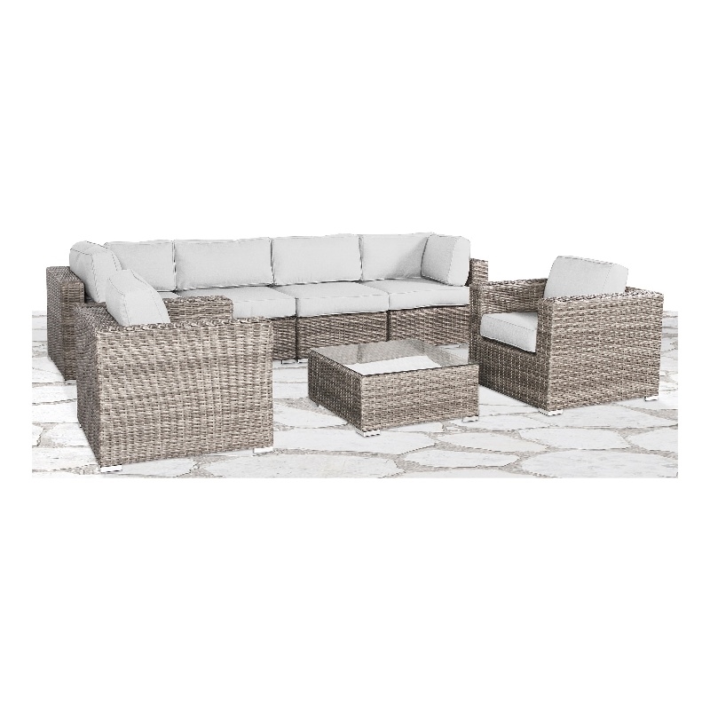 Living Source Intl Wicker / Rattan 6 - Person Seating Group w/ Cushions in Gray