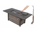 Living Source Intl 25x60'' Wicker / Rattan Outdoor Fire Pit Table w/ Lid in Gray