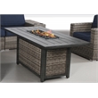 Living Source Intl 25x60'' Wicker / Rattan Outdoor Fire Pit Table w/ Lid in Gray