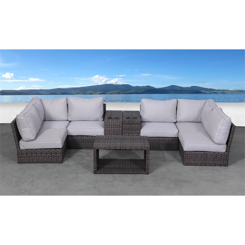 Living Source International Wicker / Rattan 4-Person Seating Group in Espresso