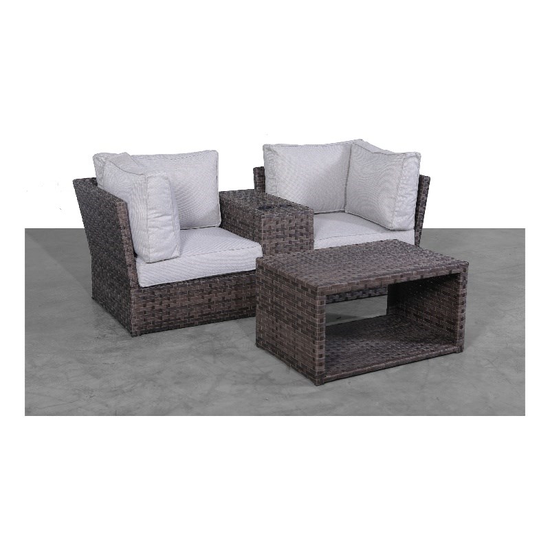 Living Source International Wicker / Rattan 2 - Person Seating Group in Espresso