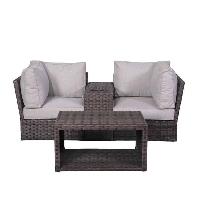 Living Source International Wicker / Rattan 2 - Person Seating Group in Espresso