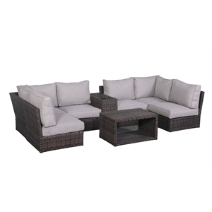 Living Source International Wicker / Rattan 4-Person Seating Group in Espresso