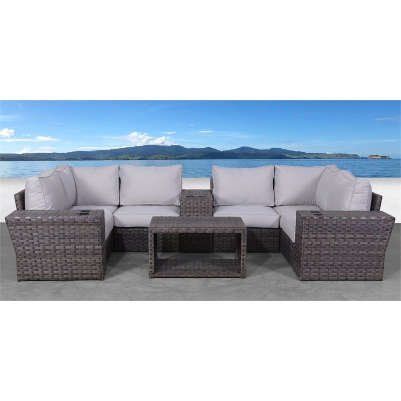 Living Source International Wicker / Rattan 4-Person Seating Group in Espresso