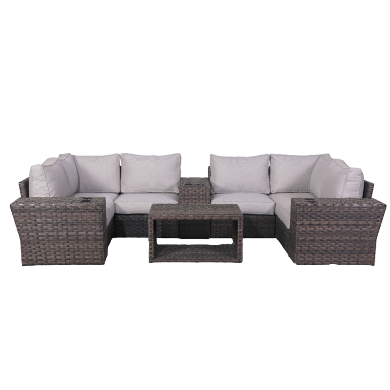 Living Source International Wicker / Rattan 4-Person Seating Group in Espresso
