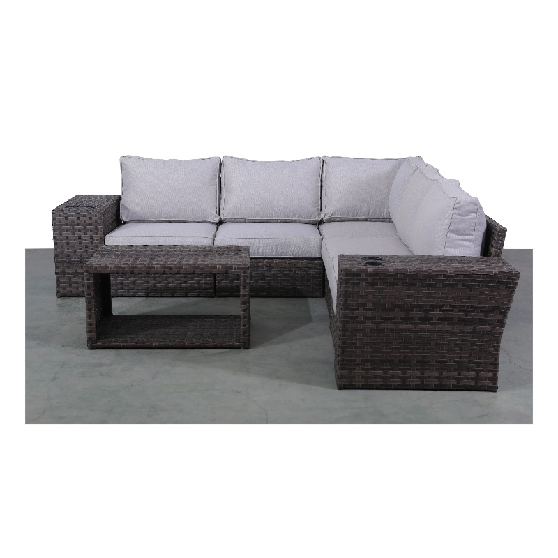 Living Source International Wicker / Rattan 4-Person Seating Group in Espresso