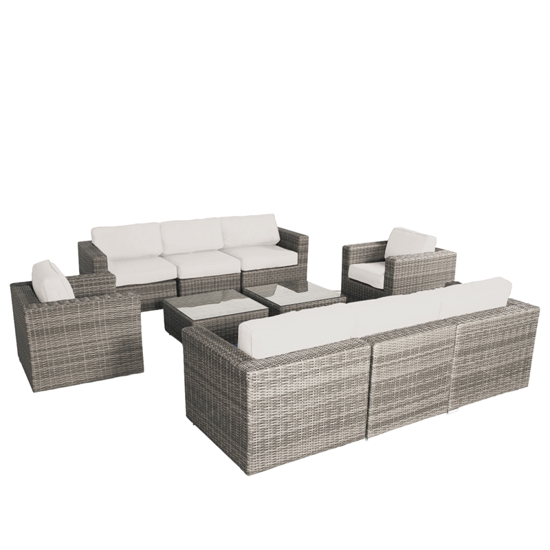 Living Source Internaltional Wicker / Rattan 8 - Person Seating Group in Gray