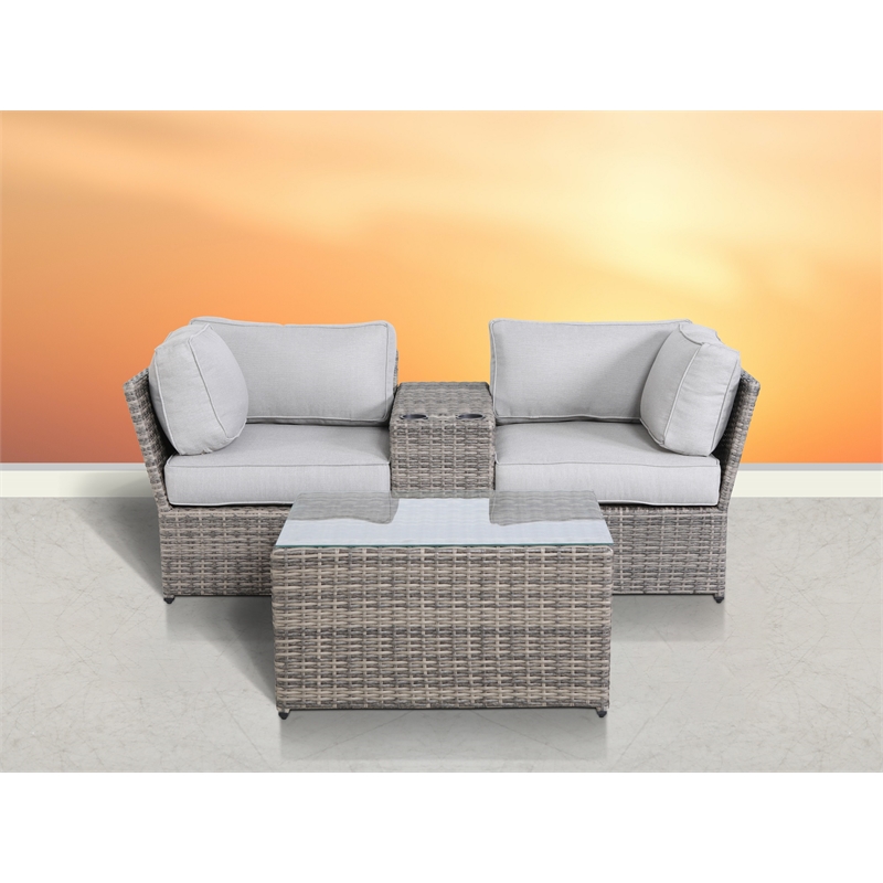 Living Source Internaltional Wicker / Rattan 2-Person Seating Group in Gray