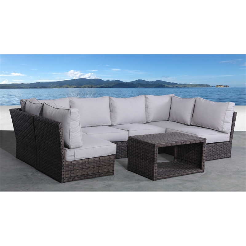 Living Source International Wicker / Rattan 4 - Person Seating Group in Espresso