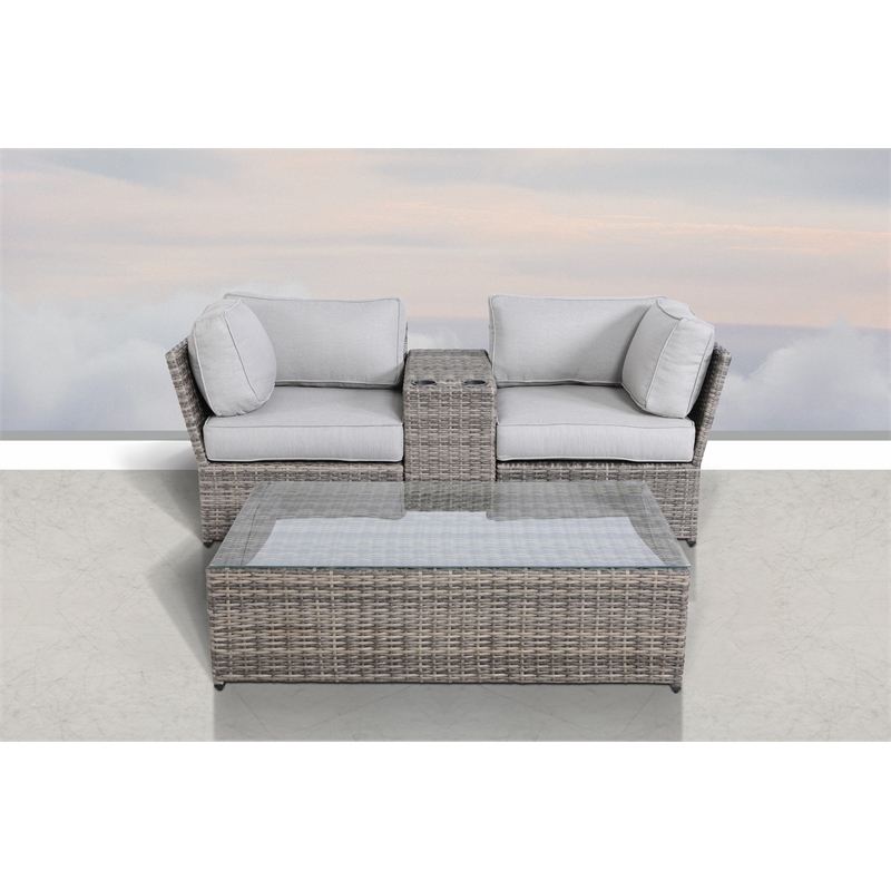 Living Source Internaltional Wicker / Rattan 2 - Person Seating Group in Gray