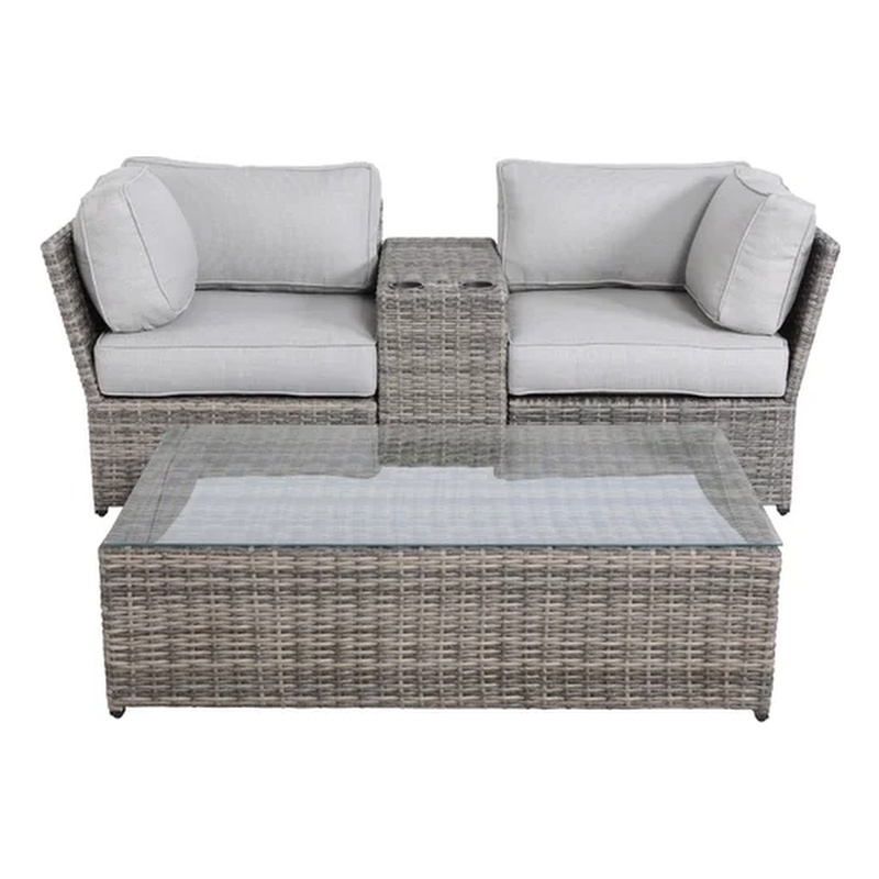 Living Source Internaltional Wicker / Rattan 2 - Person Seating Group in Gray