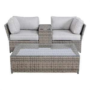 Living Source Internaltional Wicker / Rattan 2 - Person Seating Group in Gray
