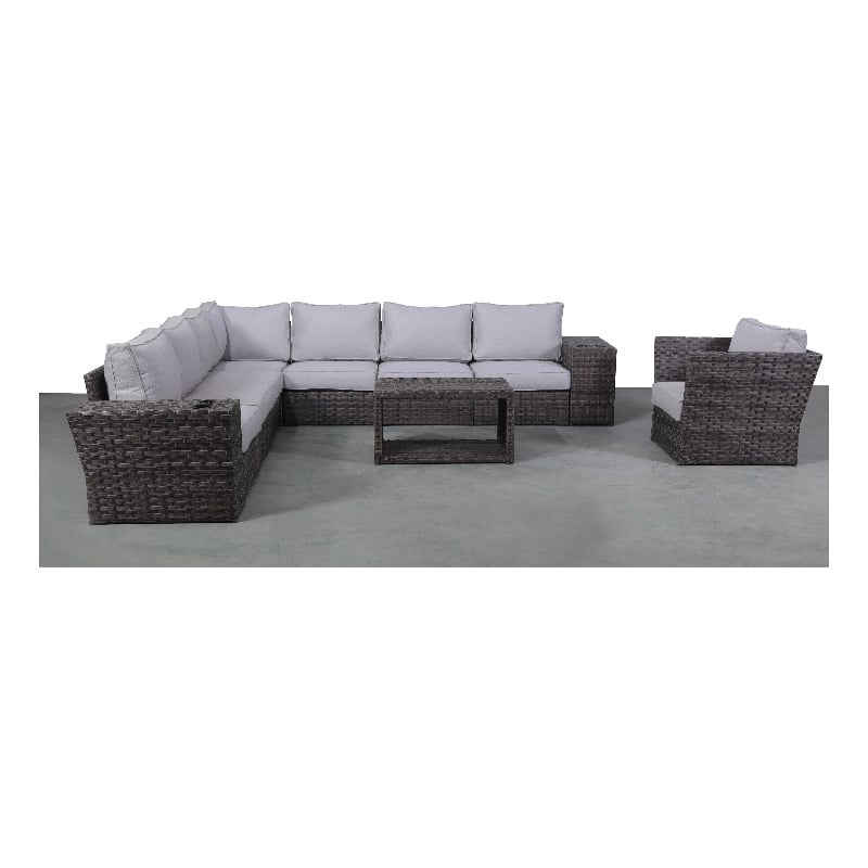 Living Source International Wicker / Rattan 7-Person Seating Group in Espresso