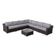 Living Source International Wicker / Rattan 6 Person Seating Group in Mixed Gray