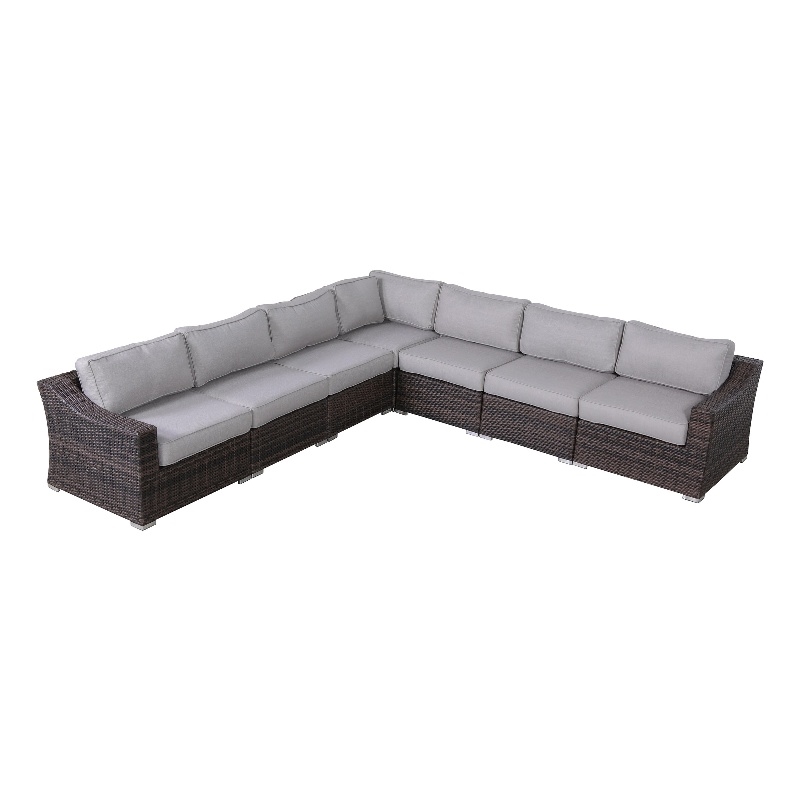 Living Source International Wicker / Rattan 7 Piece Seating Group in Brown/Gray