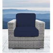 Living Source Internaltional Wicker / Rattan Patio Chair w/Cushions in Gray/Navy