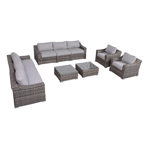 Living Source International Wicker / Rattan 10PC Sectional Seating Group in Gray