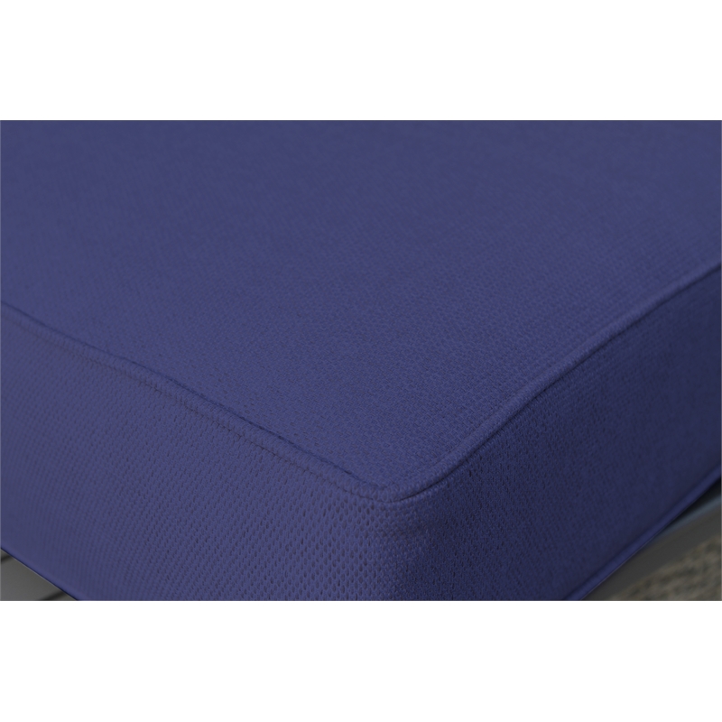 Living Source Intl 5-Person Wicker / Rattan Seating Group in Espresso/Navy Blue