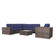 Living Source Intl 5-Person Wicker / Rattan Seating Group in Espresso/Navy Blue