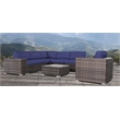 Living Source Intl 5-Person Wicker / Rattan Seating Group in Espresso/Navy Blue