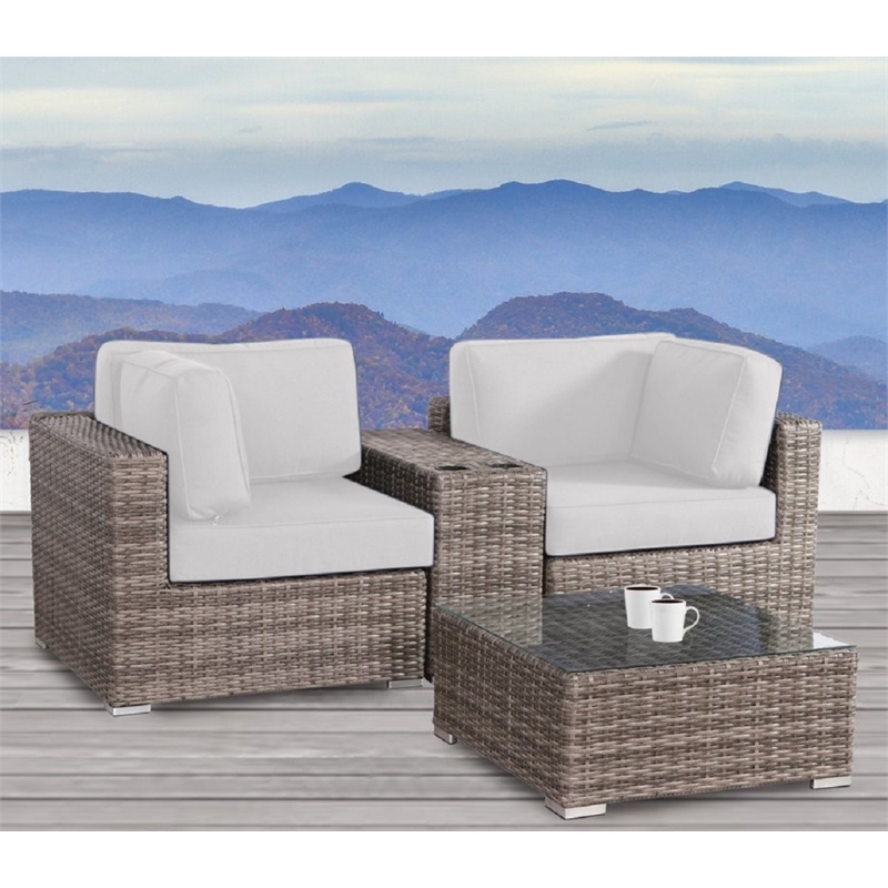 Living Source International Wicker / Rattan 2-Person Seating Group in Gray