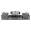 Living Source Intl Wicker / Rattan 4 - Person Seating Group in Light Brown/Gray