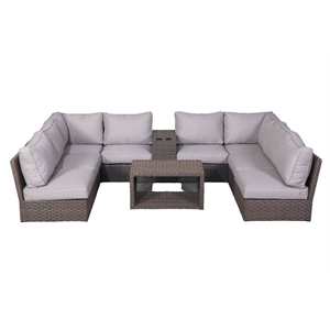 Living Source Intl Wicker / Rattan 4 - Person Seating Group in Light Brown/Gray