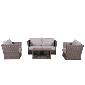 Living Source Intl Wicker / Rattan 4 - Person Seating Group in Gray/Light Brown