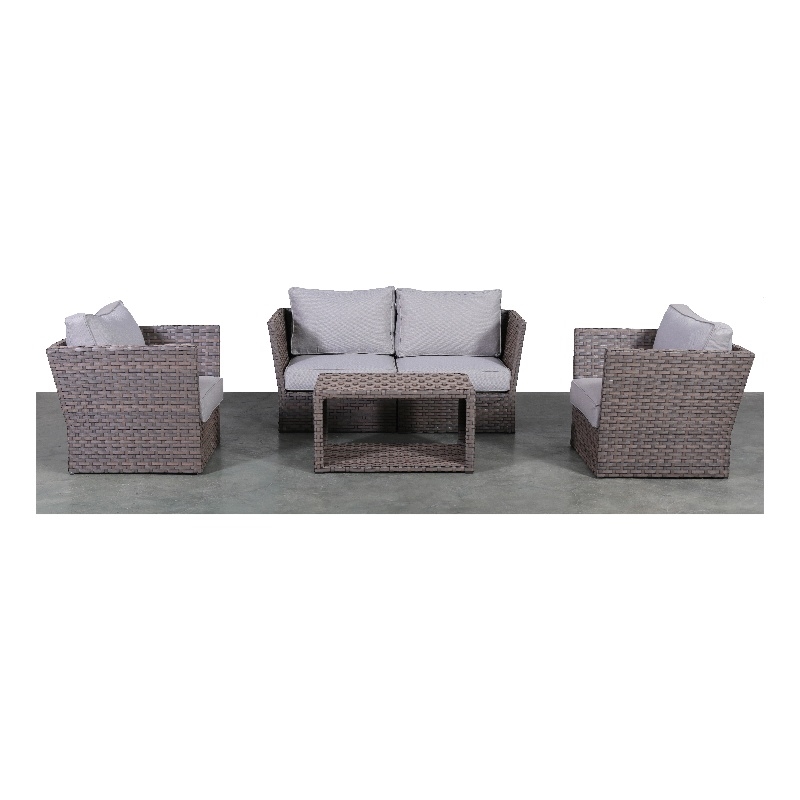 Living Source Intl Wicker / Rattan 4 - Person Seating Group in Gray/Light Brown