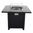 Living Source International 30'' W Metal Outdoor Fire Pit Table w/ Lid in Black