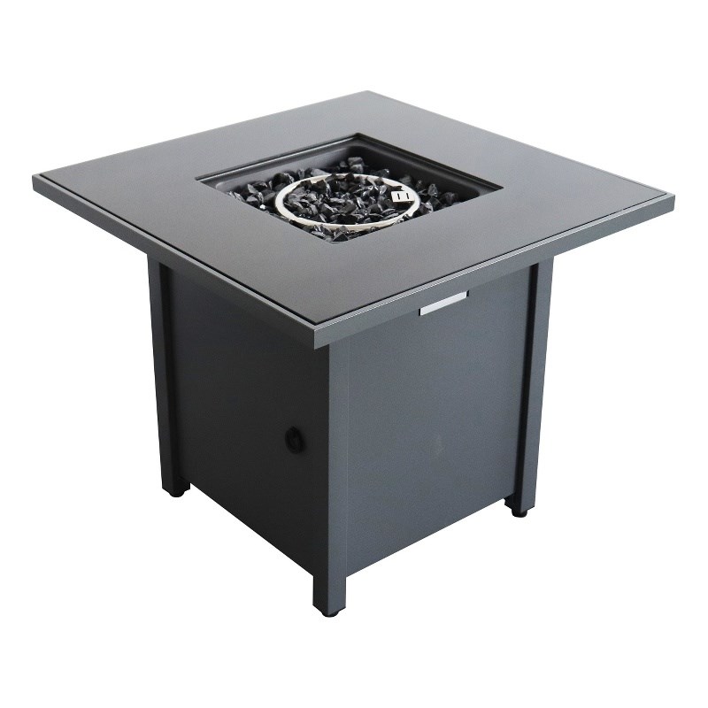 Living Source International 30'' W Metal Outdoor Fire Pit Table with Lid in Gray