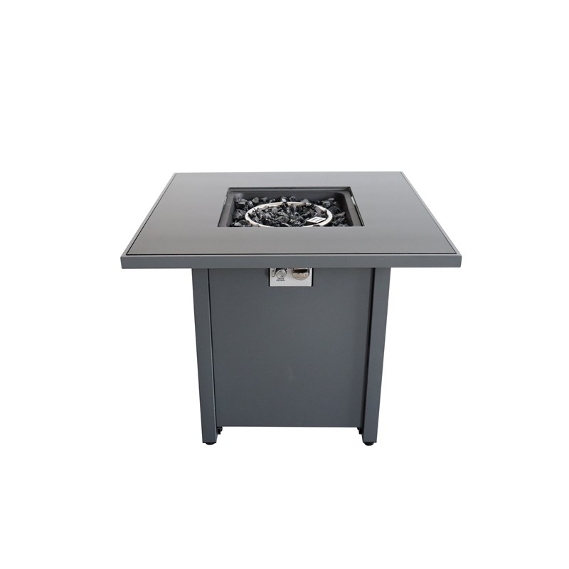 Living Source International 30'' W Metal Outdoor Fire Pit Table with Lid in Gray