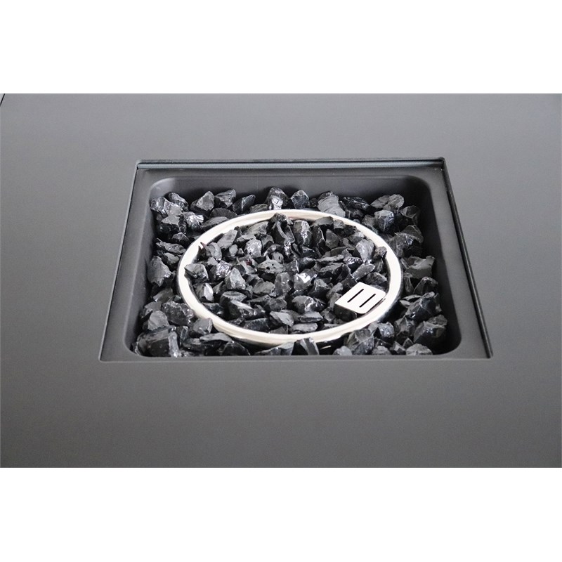 Living Source International 30'' W Metal Outdoor Fire Pit Table with Lid in Gray
